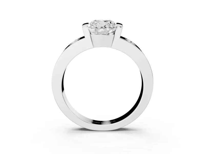 Cushion Cut Tension Style Engagement Ring Setting | Flush Set Accents | White Gold
