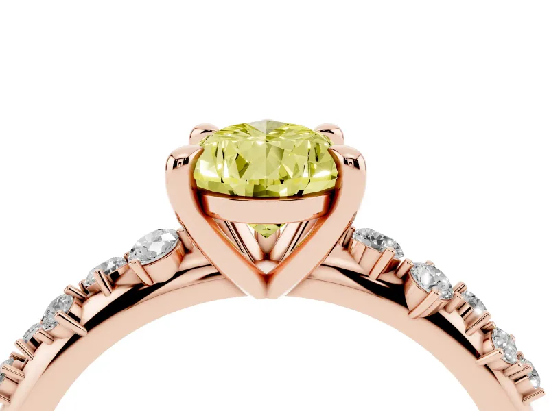 Pear-Shaped Graduated Engagement Ring Setting for a Fancy Yellow Lab-Grown Diamond | Rose Gold
