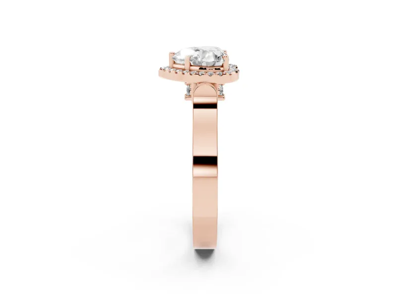 Heart-Shaped Halo Engagement Ring Setting | Pointed Pave Shoulders | Rose Gold