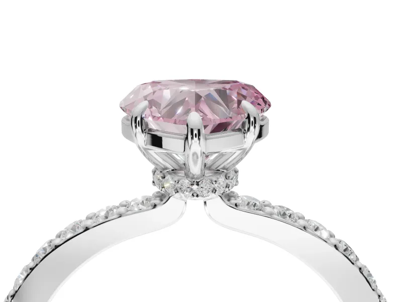 Heart-Shaped Pavé Engagement Ring Setting for a Fancy Pink Lab-Grown Diamond | Sterling Silver - Design NV-24928