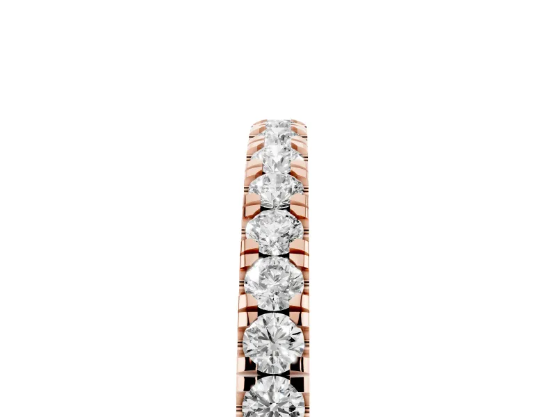 Round Lab-Grown Diamond Pavé Half Eternity Wedding Band | U-Prong Setting | Rose Gold