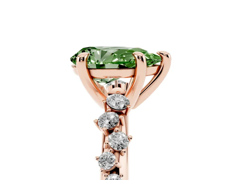 Pear-Shaped Graduated Accent Engagement Ring Setting for a Fancy Green Lab-Grown Diamond | Rose Gold