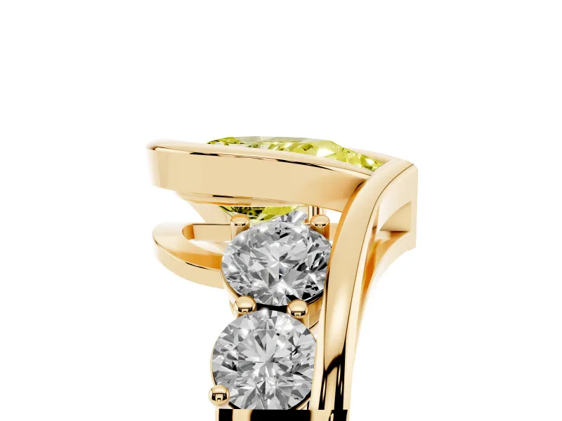 Pear-Shaped Bezel Bypass Engagement Ring Setting for a Fancy Yellow Lab-Grown Diamond | Yellow Gold