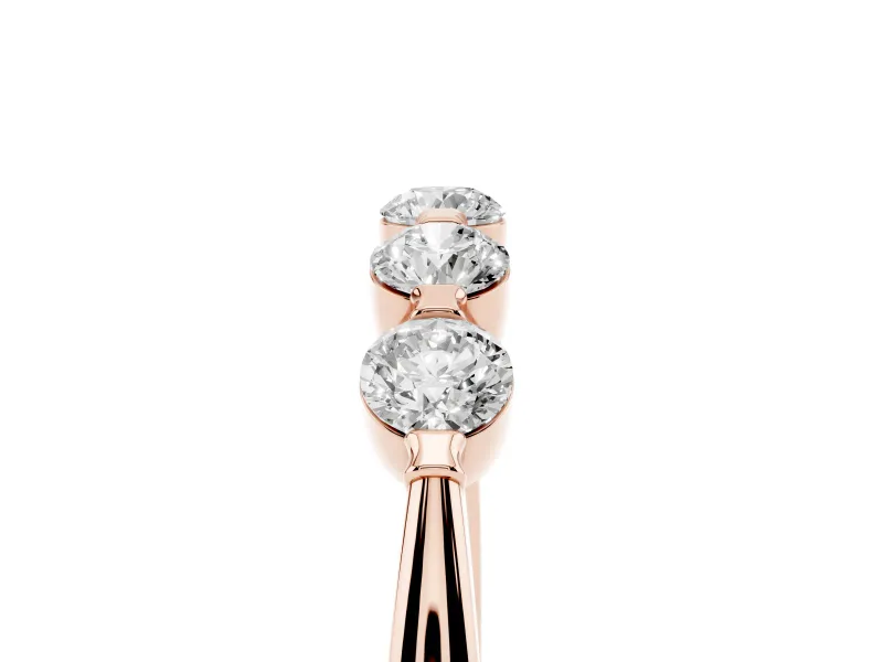 Five-Stone Round Diamond Half Eternity Bridal Band Set in Rose gold with Prong-Set Stones