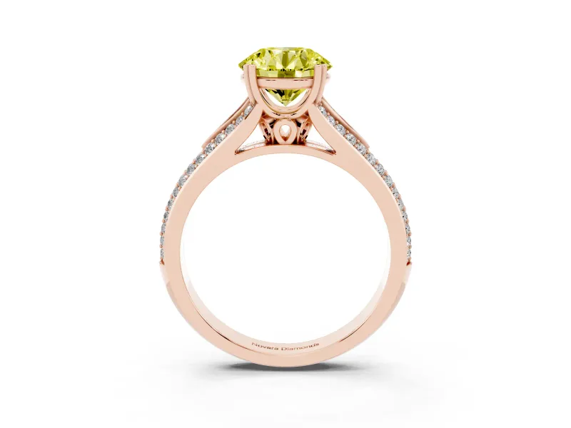 Round Split Shank Engagement Ring Setting for a Fancy Yellow Lab-Grown Diamond | Rose Gold