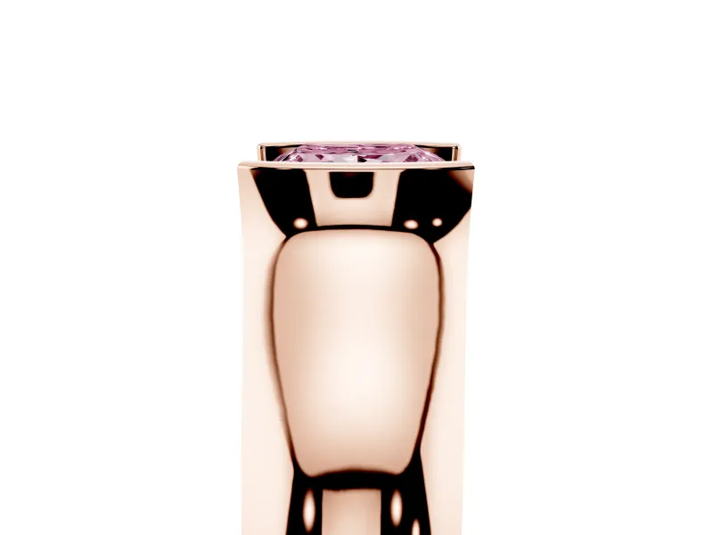 Princess Cut Half Bezel Solitaire Engagement Ring Setting for a Fancy Pink Lab-Grown Diamond | Wide Band | Rose Gold