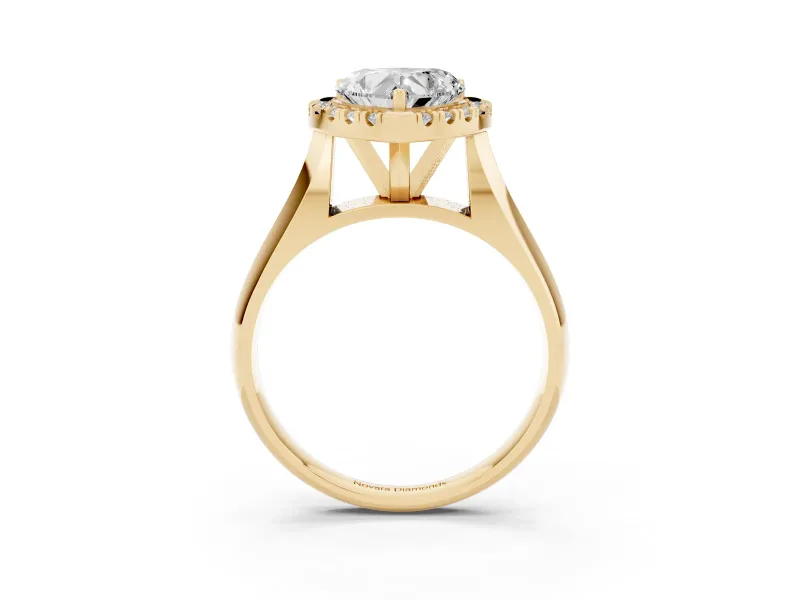 Heart-Shaped Halo Engagement Ring Setting | Square Profile Band | Yellow Gold