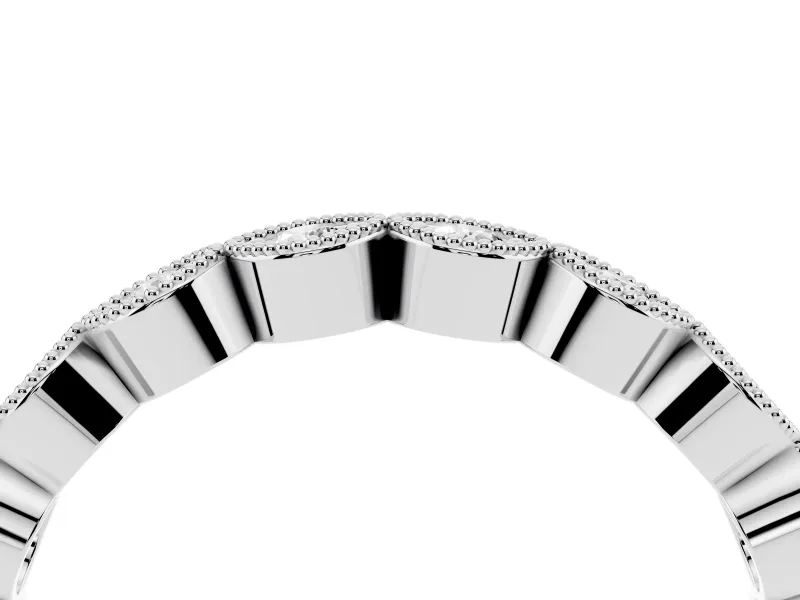 Round Lab-Grown Diamond Vintage Half Eternity Band | Milgrain Marquise Frames | Sterling Silver