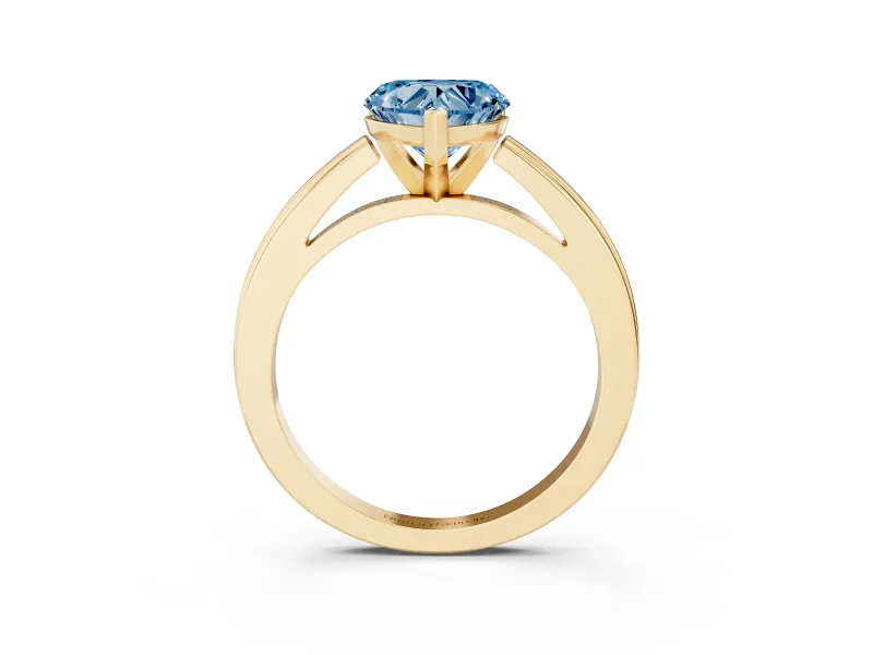 Heart-Shaped Solitaire Engagement Ring Setting for a Fancy Blue Lab-Grown Diamond | Stepped Flat Band | Yellow Gold