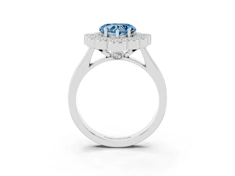 Heart-Shaped Halo Engagement Ring Setting for a Fancy Blue Lab-Grown Diamond | Sterling Silver - Design NV-24775