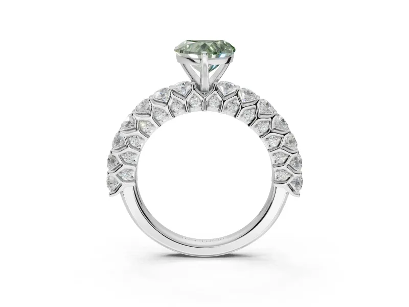 Heart-Shaped Shared Prong Engagement Ring Setting for a Fancy Green Lab-Grown Diamond | White Gold