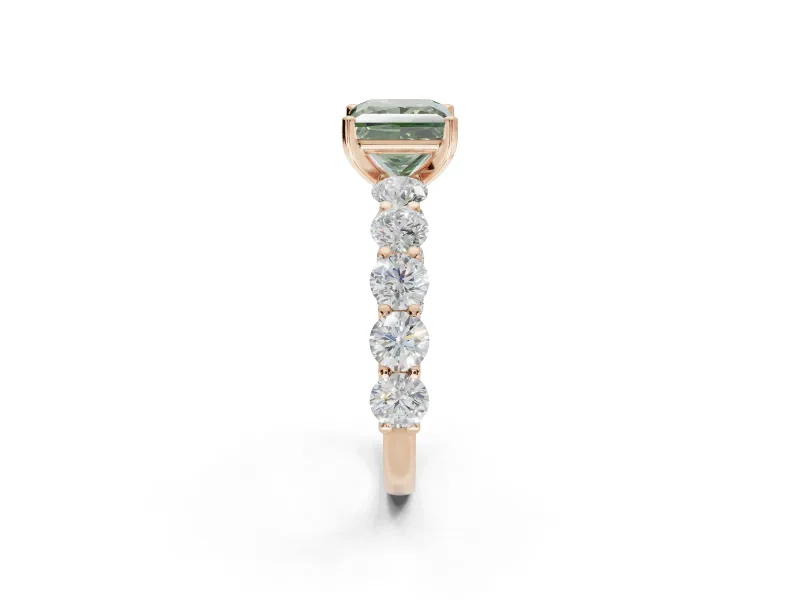 Princess Cut Engagement Ring Setting for a Fancy Green Lab-Grown Diamond | Rose Gold - Design NV-24455