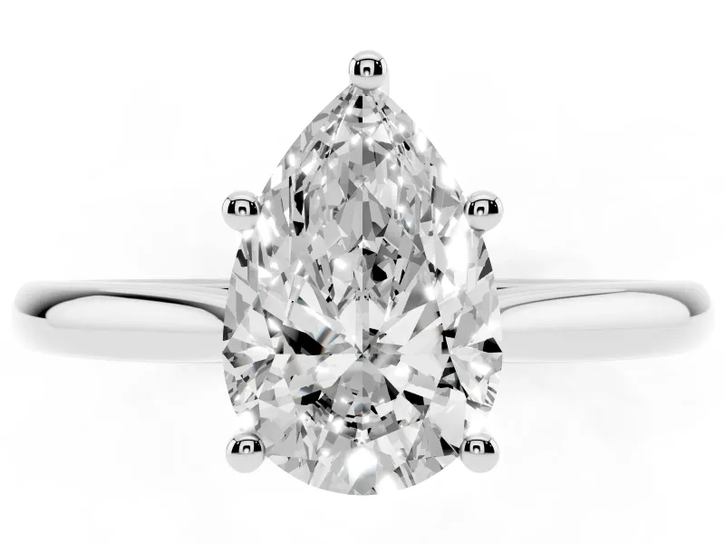 Pear-Shaped Cathedral Solitaire Engagement Ring Setting | Plain Band | White Gold