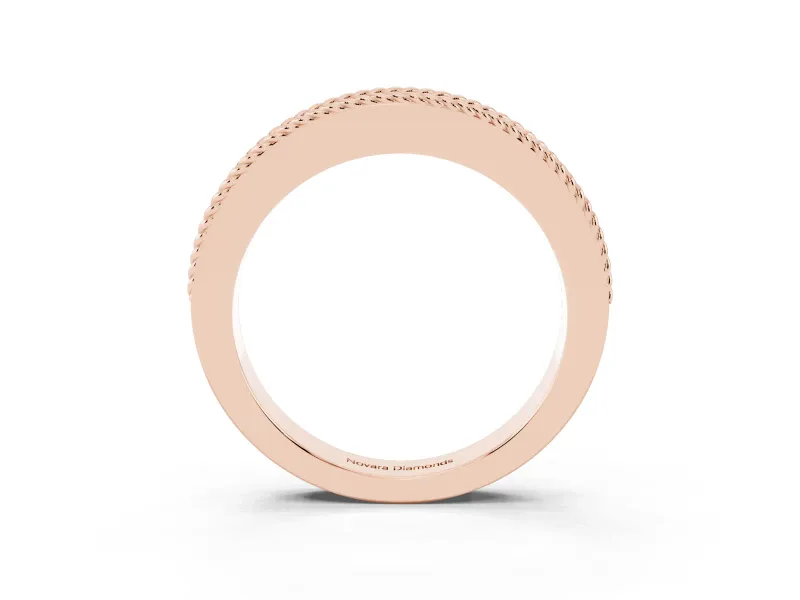 Round Diamond Channel Band Set in Rose gold with Milgrain Edges