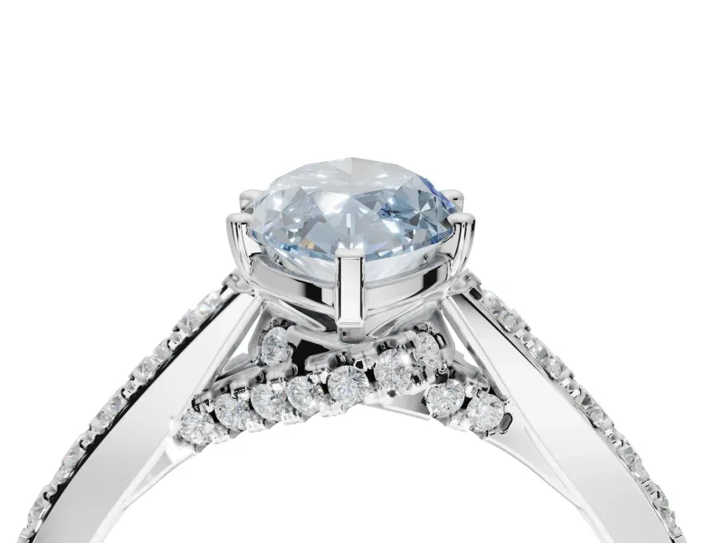 Marquise Pavé Solitaire Engagement Ring Setting for a Fancy Blue Lab-Grown Diamond | Crossover Gallery | Platinum