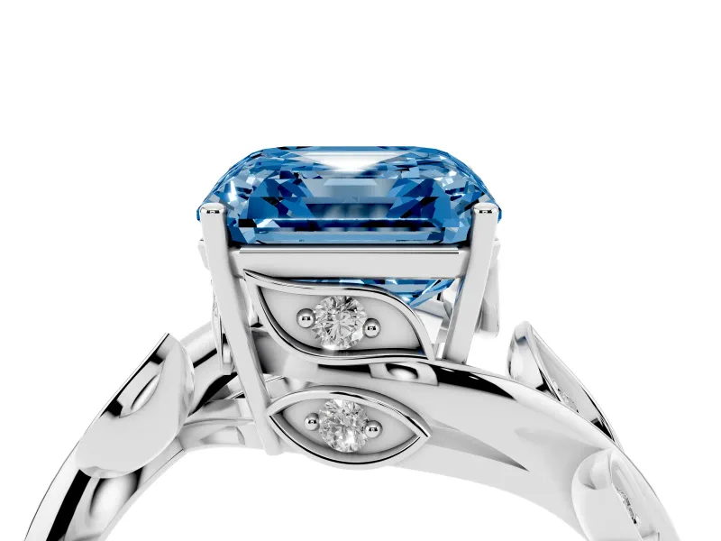 Asscher Cut Twisted Bypass Engagement Ring Setting for a Fancy Blue Lab-Grown Diamond | Platinum
