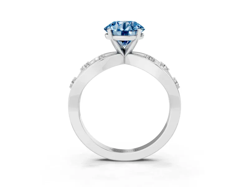 Round Loop Engagement Ring Setting for a Fancy Blue Lab-Grown Diamond | White Gold