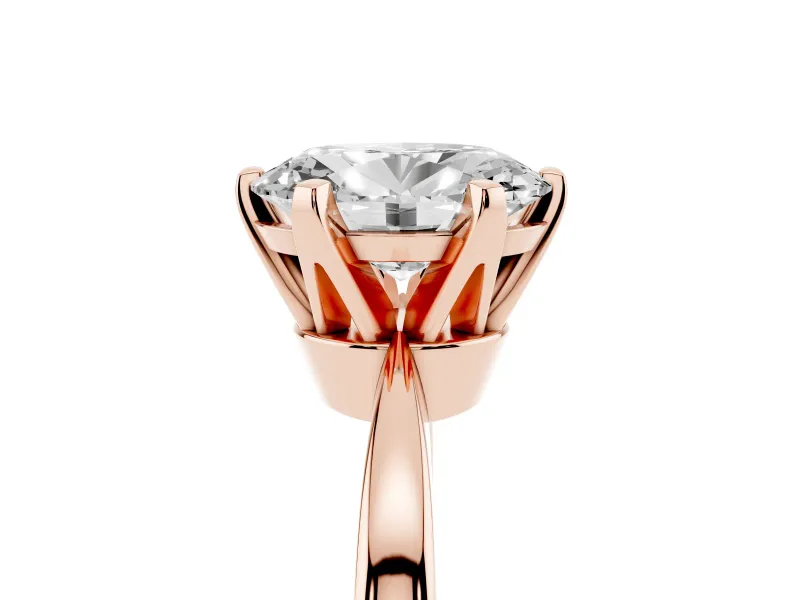 Oval Cut Diamond Solitaire Engagement Ring Set in Rose gold with Slim Tapered Solitaire Band