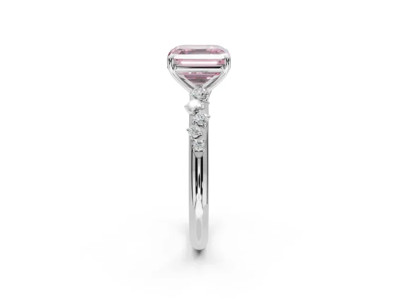 Asscher Cut Graduated Solitaire Engagement Ring Setting for a Fancy Pink Lab-Grown Diamond | Platinum