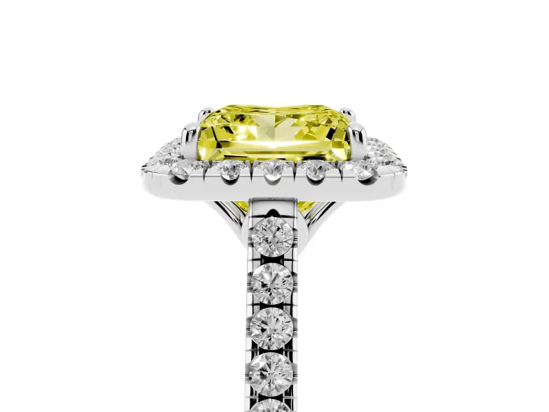 Princess Cut Raised Halo Engagement Ring Setting for a Fancy Yellow Lab-Grown Diamond | White Gold