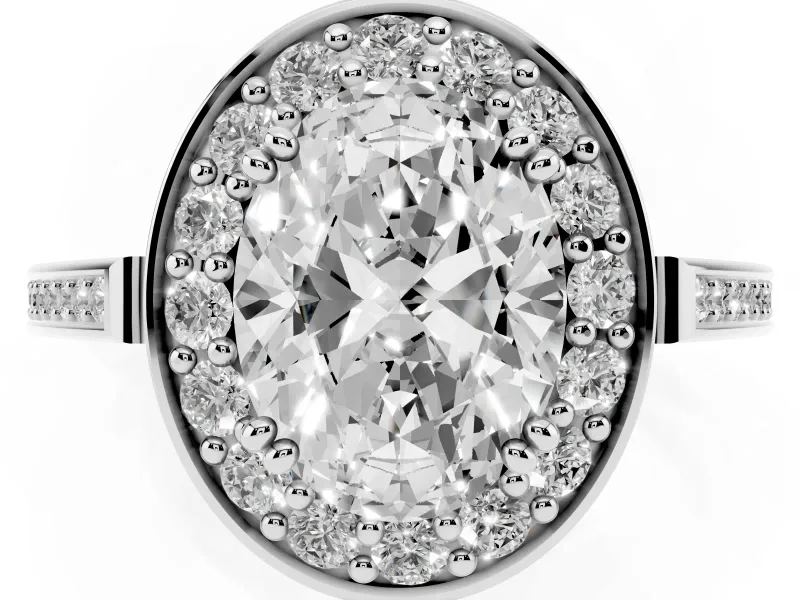 Oval Halo Engagement Ring Setting | Polished Halo Rim | Platinum