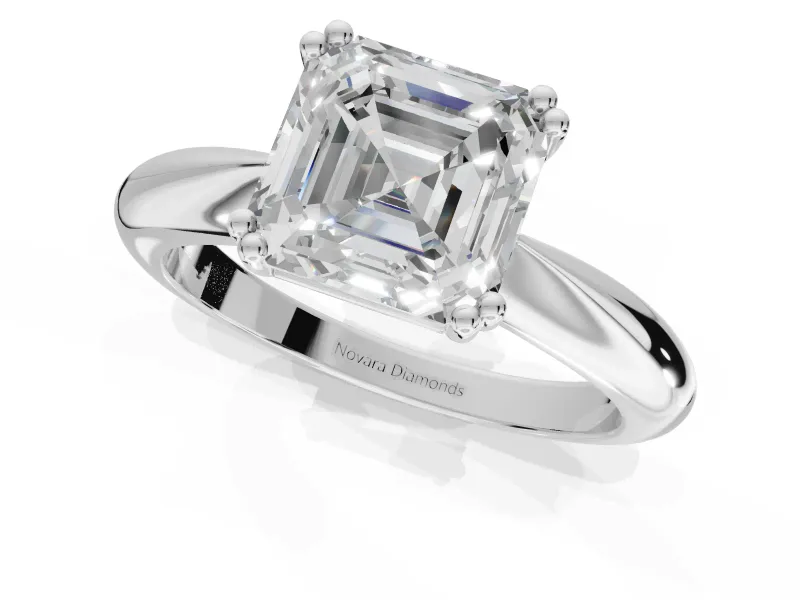 Princess Cut Tapered Solitaire Engagement Ring Setting | Double Claw Prongs | Platinum