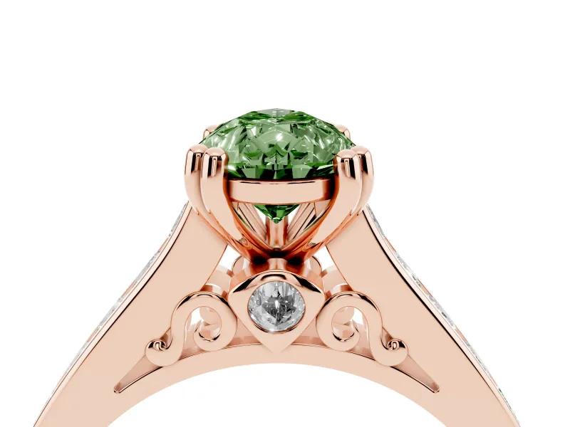 Pear-Shaped Channel Engagement Ring Setting for a Fancy Green Lab-Grown Diamond | Rose Gold - Design NV-24671