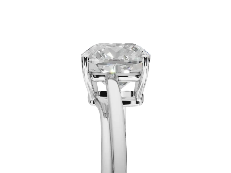 Cushion Cut Bypass Solitaire Engagement Ring Setting | Plain Polished Band | White Gold