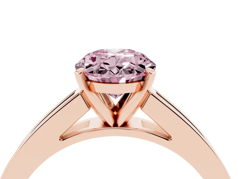 Oval Channel Set Engagement Ring Setting for a Fancy Pink Lab-Grown Diamond | Rose Gold