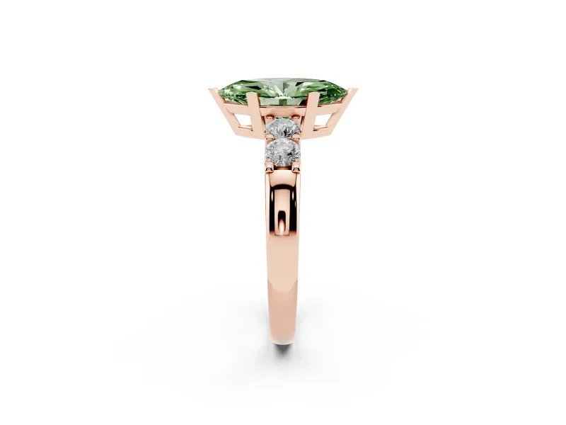 Marquise Five Stone Engagement Ring Setting for a Fancy Green Lab-Grown Diamond | Rose Gold