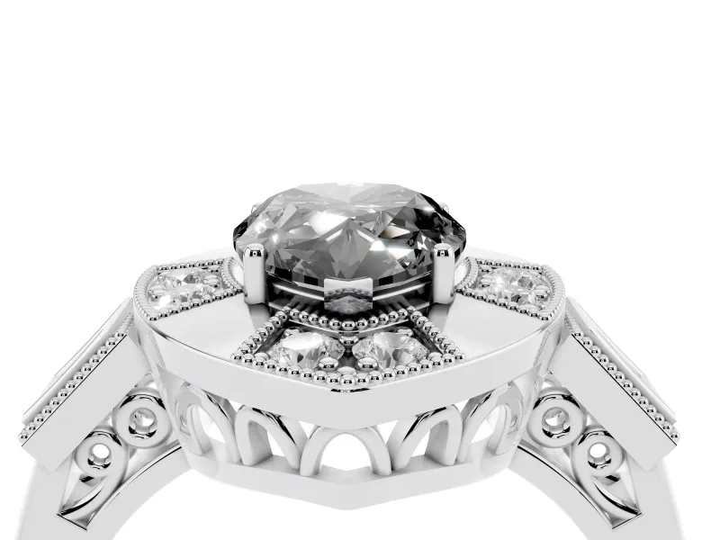 Fancy Black Pear Cut Diamond Milgrain Halo Ring Set in Silver with Split Shank