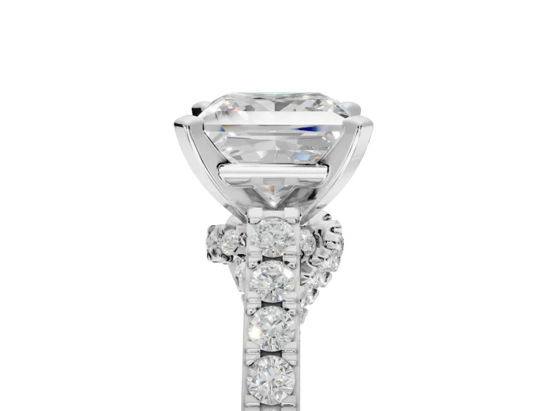 Princess Cut Pavé Solitaire Engagement Ring Setting | Crossover Gallery | Sterling Silver