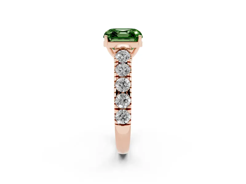 Asscher Cut Engagement Ring Setting for a Fancy Green Lab-Grown Diamond | Rose Gold - Design NV-24643