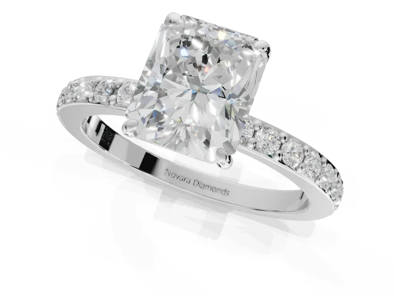 Radiant Cut Hidden Halo Engagement Ring Setting | White Gold