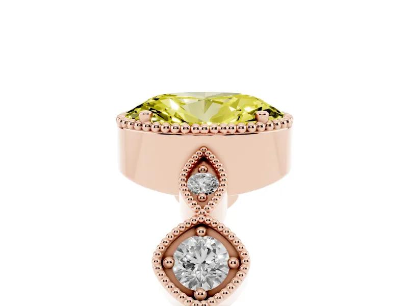 Oval Vintage Engagement Ring Setting for a Fancy Yellow Lab-Grown Diamond | Rose Gold