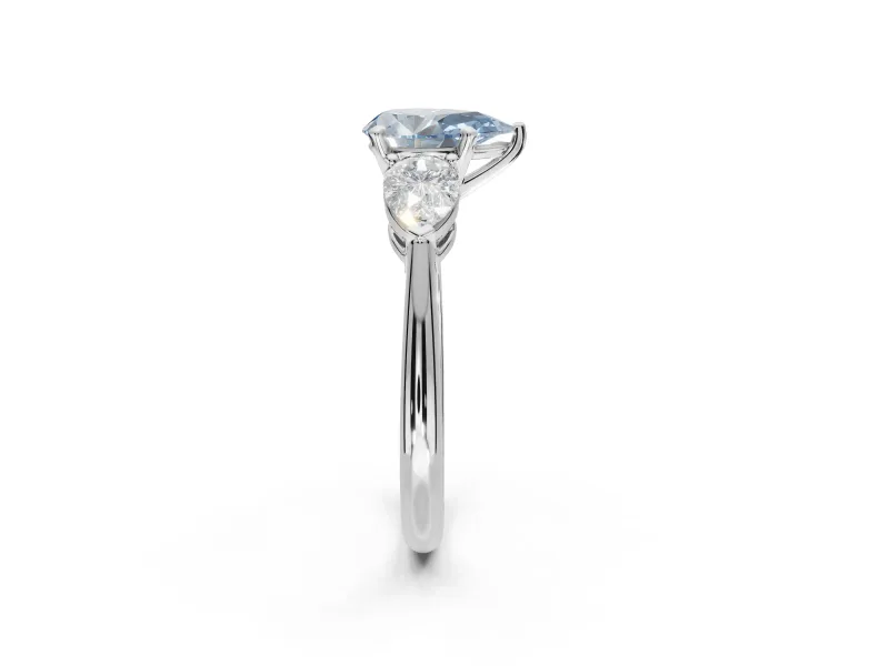 Pear-Shaped 3-Stone Engagement Ring Setting for a Fancy Blue Lab-Grown Diamond | Platinum