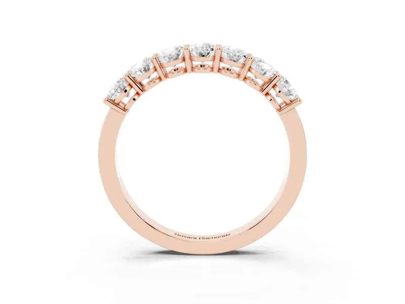 Oval Lab-Grown Diamond Half Eternity Band | Shared Prongs | Rose Gold