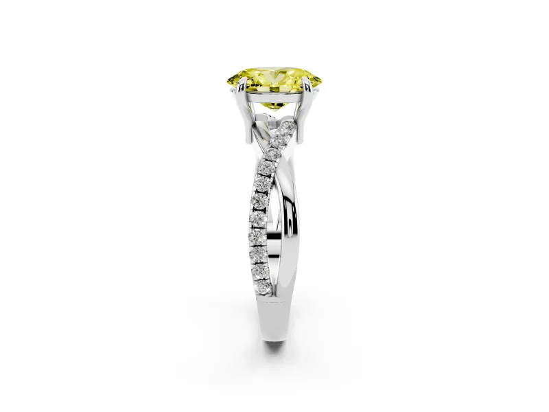 Oval Twist Engagement Ring Setting for a Fancy Yellow Lab-Grown Diamond | Crossover Band | Platinum