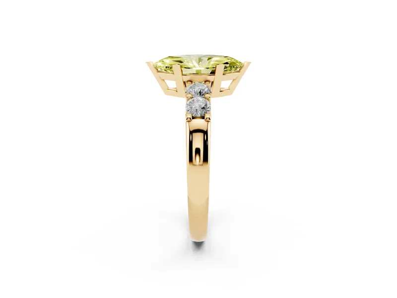 Marquise Five Stone Engagement Ring Setting for a Fancy Yellow Lab-Grown Diamond | Yellow Gold