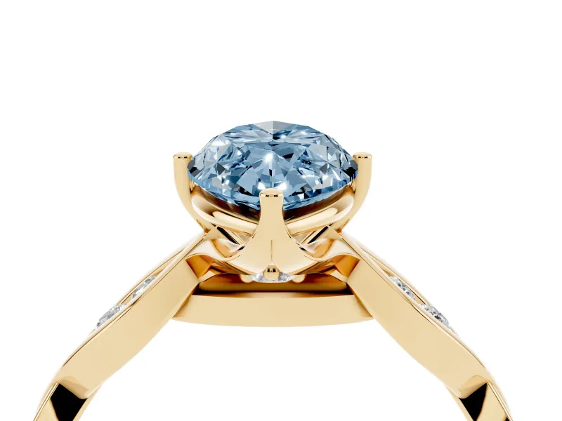 Marquise Twisted Infinity Engagement Ring Setting for a Fancy Blue Lab-Grown Diamond | Yellow Gold