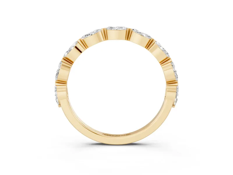 Marquise Diamond Eternity Band Set in Yellow gold with Bezel Setting