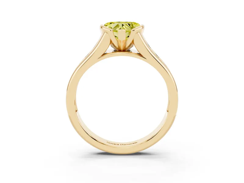 Heart-Shaped Half Bezel Engagement Ring Setting for a Fancy Yellow Lab-Grown Diamond | Yellow Gold