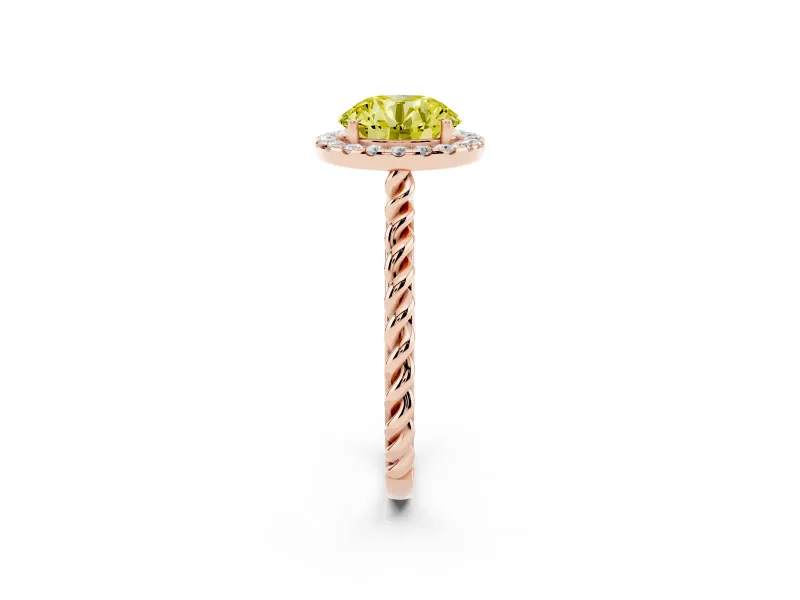 Round Rope Halo Engagement Ring Setting for a Fancy Yellow Lab-Grown Diamond | Rose Gold