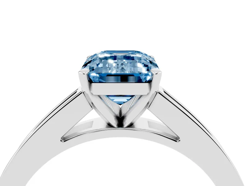Emerald Cut Channel Engagement Ring Setting for a Fancy Blue Lab-Grown Diamond | White Gold