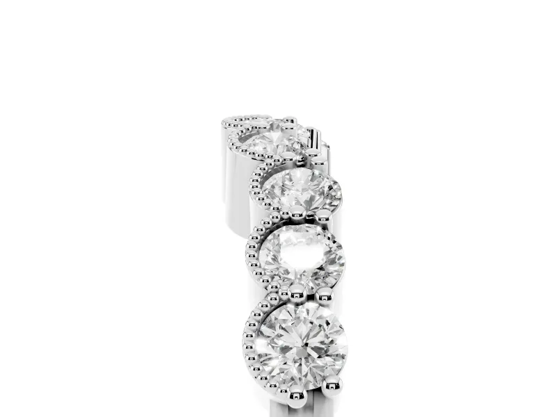 Round Diamond Bezel Half Eternity Band Set in Platinum with Plain Lower Shank