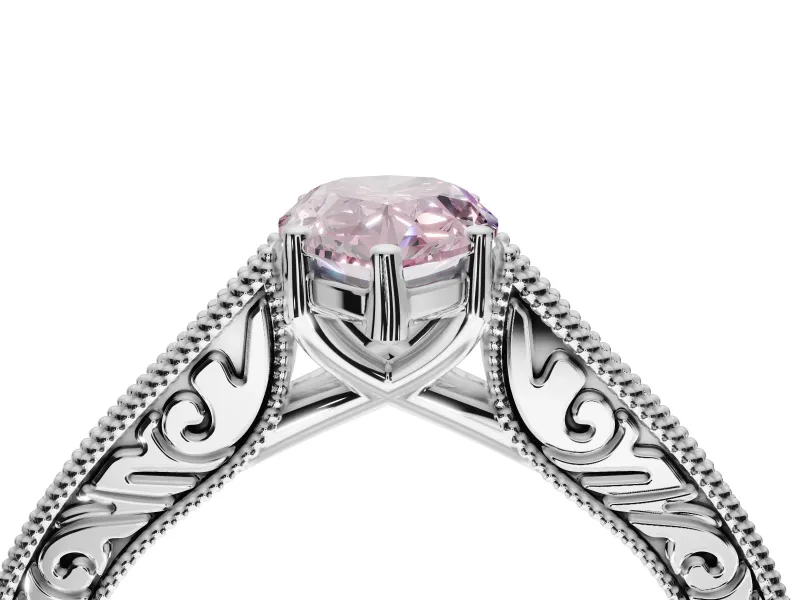 Pear-Shaped Vintage Engagement Ring Setting for a Fancy Pink Lab-Grown Diamond | White Gold - Design NV-24644