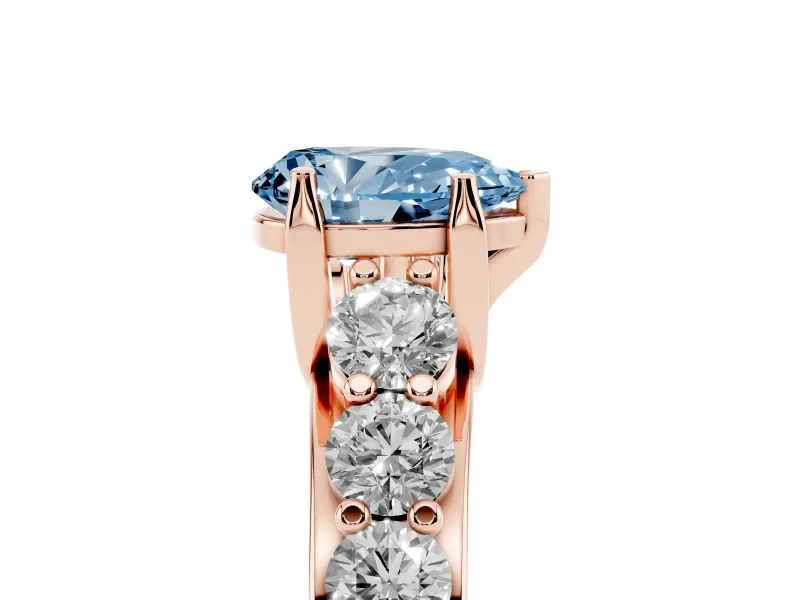 Pear-Shaped Graduated Engagement Ring Setting for a Fancy Blue Lab-Grown Diamond | Rose Gold