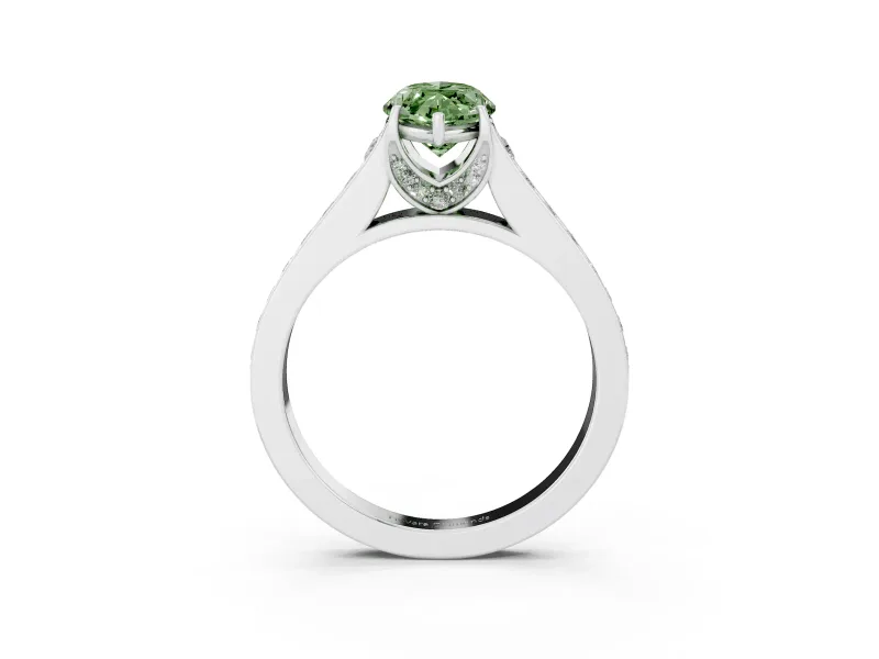 Marquise Graduated Pavé Engagement Ring Setting for a Fancy Green Lab-Grown Diamond | Platinum
