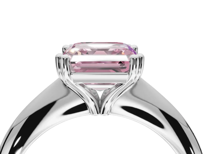 Princess Cut Tapered Solitaire Engagement Ring Setting for a Fancy Pink Lab-Grown Diamond | Platinum