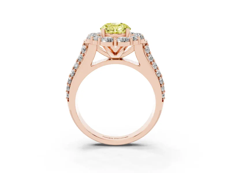 Oval Large Accent Halo Engagement Ring Setting for a Fancy Yellow Lab-Grown Diamond | Rose Gold